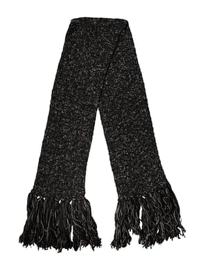 Dolce & Gabbana Black Wool Fringes Neck Wrap Foulard Scarf