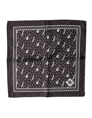 Dolce & Gabbana Black Guitar Trumpet Men Handkerchief Scarf