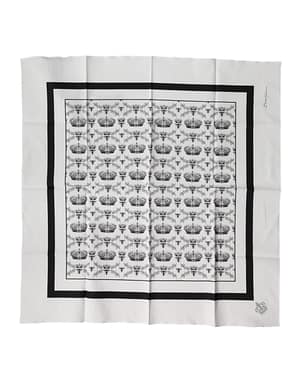 Dolce & Gabbana White Crown Cotton Men Square Foulard Scarf
