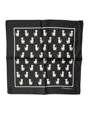 Dolce & Gabbana Black Dog Print Square Handkerchief Scarf