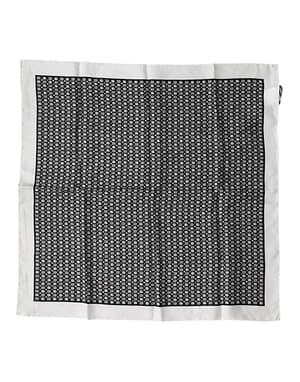 Dolce & Gabbana White Black Patterned Square Foulard Scarf