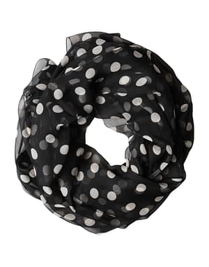 Dolce & Gabbana Black Polka Dot Silk Neck Wrap Shawl 205cm x 137cm Scarf