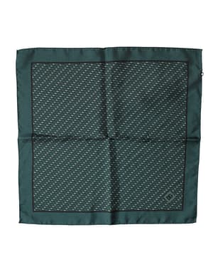 Dolce & Gabbana Dark Green Silk Patterned Handkerchief 32cm x 31cm Scarf