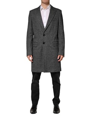 Dolce & Gabbana Gray Wool Blend Long Trench Coat Men Jacket
