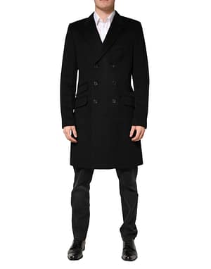 Dolce & Gabbana Black Wool Double Breasted TrenchCoat Jacket