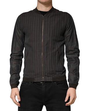 Dolce & Gabbana Black Stripes Cotton Full Zip Bomber Jacket