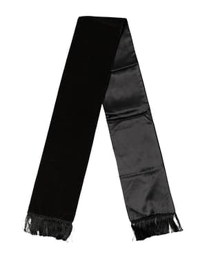 Dolce & Gabbana Black Silk Fringe Neck Wrap Foulard 139.5cm x 15.5cm Scarf