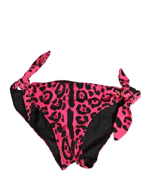 Dolce & Gabbana Pink Leopard Print Bikini Bottom Beachwear Swimwear