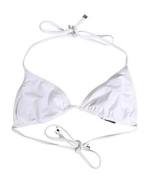Dolce & Gabbana White Nylon Triangle Beachwear Bikini Top Swimwear