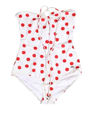 Dolce & Gabbana White Polka Dot One-Piece Swimsuit Swimwear