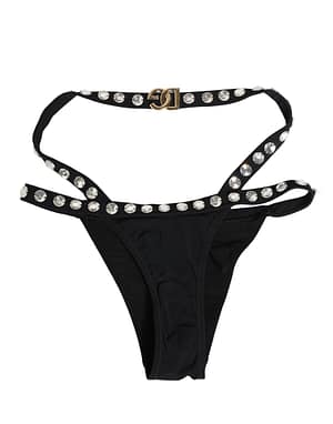Dolce & Gabbana Black Crystal Embellished Bikini Bottom Swimwear