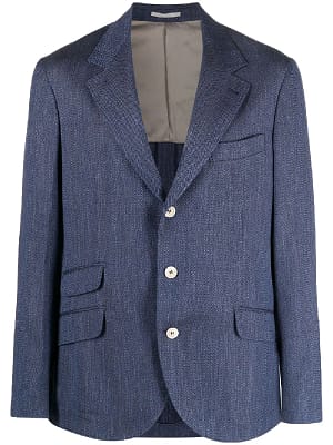 Brunello Cucinelli Blue Wool Jackets And Coat