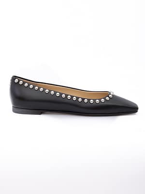 Jimmy Choo Black Leather Dome Studs Mirele Ballet Flat