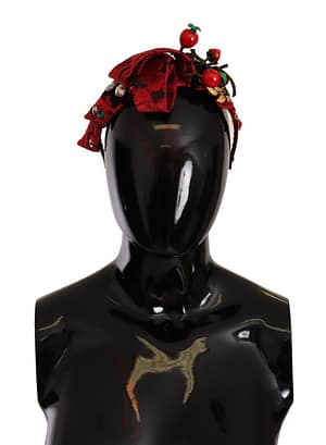 Dolce & Gabbana Red Tiara Berry Fruit Crystal Bow Hair Diadem Headband