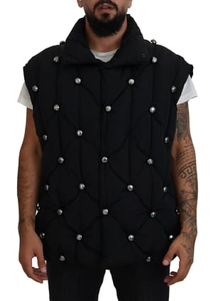 Dolce & Gabbana Black Sleeveless DG Metal Embellishment Jacket