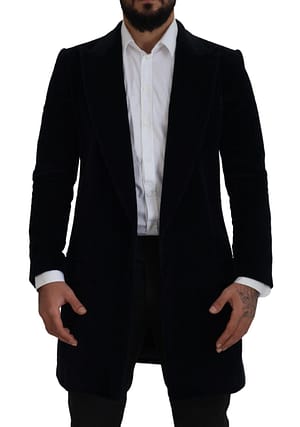 Dolce & Gabbana Black Cotton Cardigan Long Coat Men Jacket