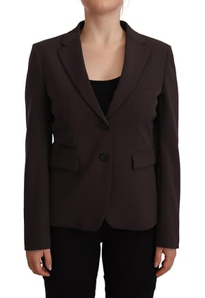 F.IT Brown Long Sleeve Single Breasted Women Jacket Blazer