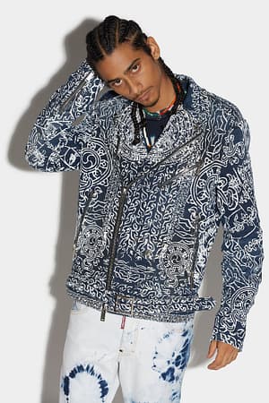 Dsquared² Blue Fibres Biker Jacket
