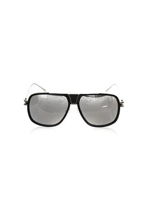 Frankie Morello Black Metallic Fiber Men Sunglass