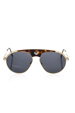 Frankie Morello Brown Metallic Fibre Men Sunglass