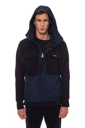 Nicolo Tonetto Black Wool Men Jacket with Hood and Pockets