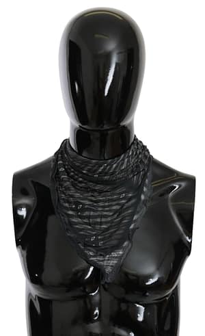 Costume National Black Gray Viscose Foulard Branded Scarf