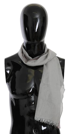 Costume National Gray Fringe Neck Wrap Cotton Scarf