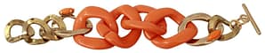 Ermanno Scervino Gold Orange Chain Wide Brass Plastic Bracelet