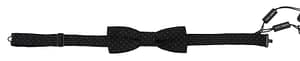 Dolce & Gabbana Black Pattern Silk Adjustable Neck Papillon Bow Tie