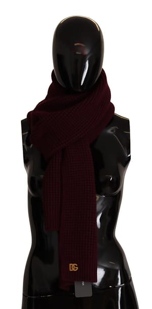Dolce & Gabbana Dark Red Cashmere Logo Wrap Shawl Knitted Scarf