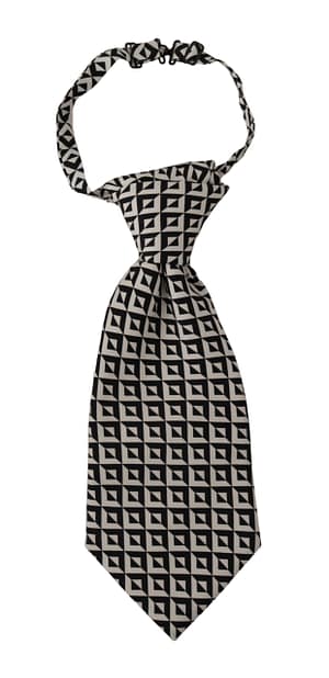Dolce & Gabbana Black White Geometric 100% Silk Adjustable Accessory Tie
