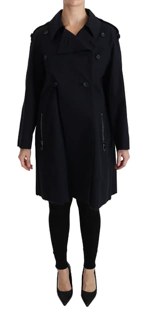 Dolce & Gabbana Coat Blue Cotton Women Trench Jacket