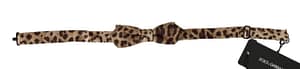 Dolce & Gabbana Brown Leopard Silk Adjustable Neck Papillon Men Bow Tie
