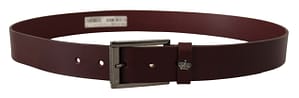 Dolce & Gabbana Brown Leather Silver Metal Crown Buckle Belt