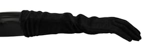Dolce & Gabbana Black Gray Mid Arm Length Mittens Wool Gloves