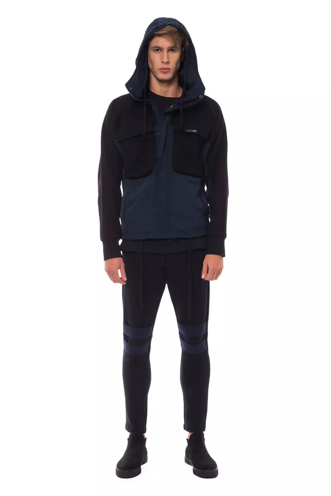 Nicolo Tonetto Black Wool Men Jacket with Hood and Pockets - Image 4