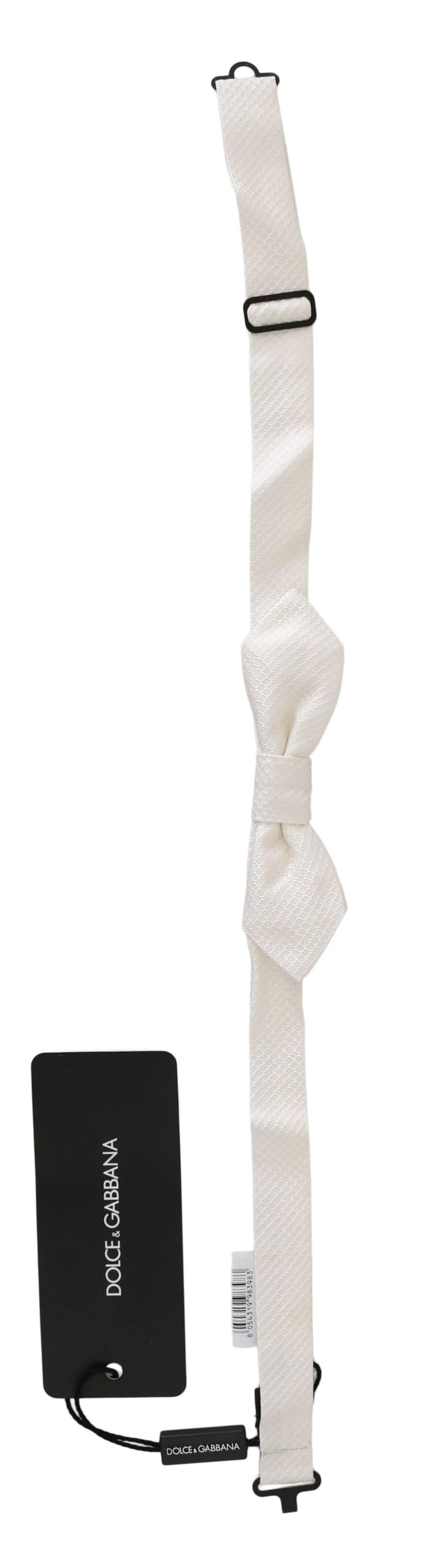 Dolce & Gabbana White 100% Silk Slim Adjustable Neck Papillon Men Tie - Image 2