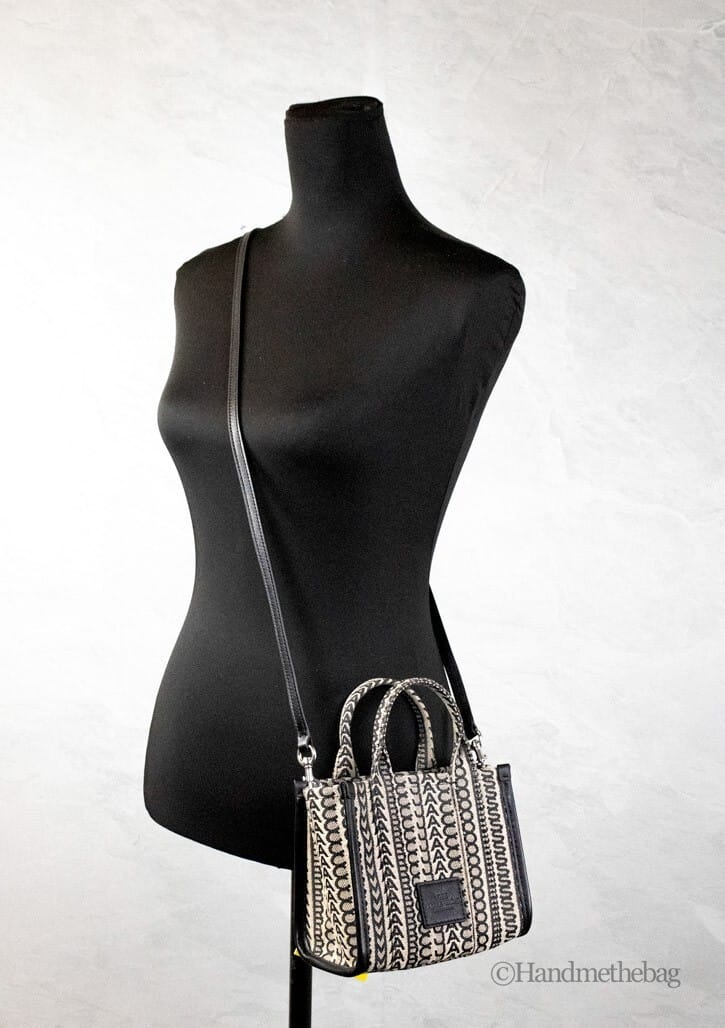 Marc Jacobs The Monogram Beige Mini Tote Woven Jacquard Canvas Crossbody Handbag - Image 2