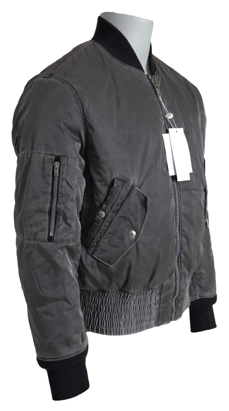 MM6 Maison Margiela Gray Bomber Zipper Pocket Sleeves Jacket - Image 2