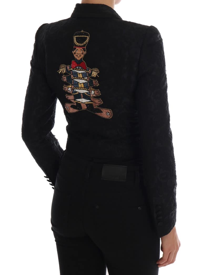 Dolce & Gabbana Black Brocade Blazer Jacket - Image 3