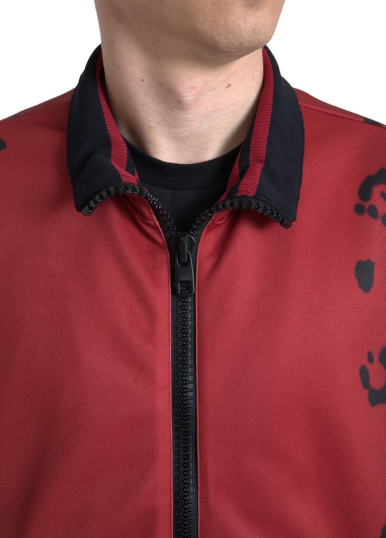 Dolce & Gabbana Red Leopard Polyester Bomber Full Zip Jacket - Image 3
