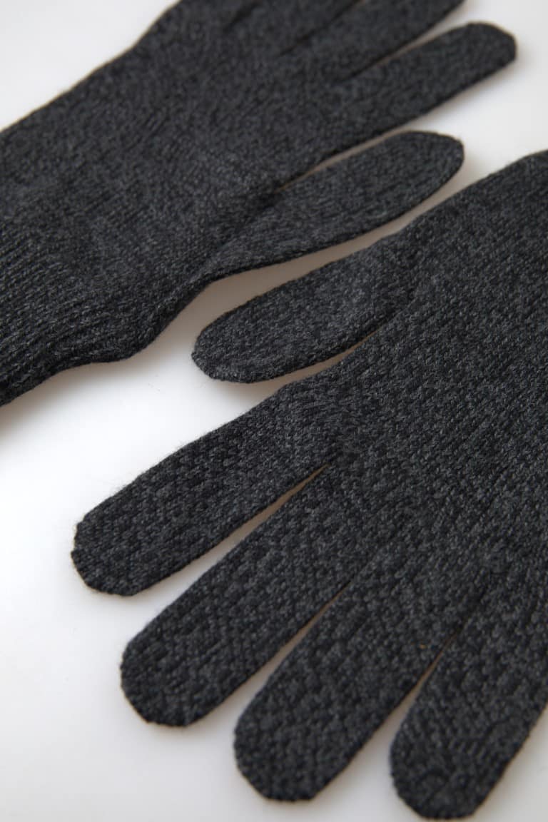 Dolce & Gabbana Gray Virgin Wool Knit Hands Mitten Men Gloves - Image 4