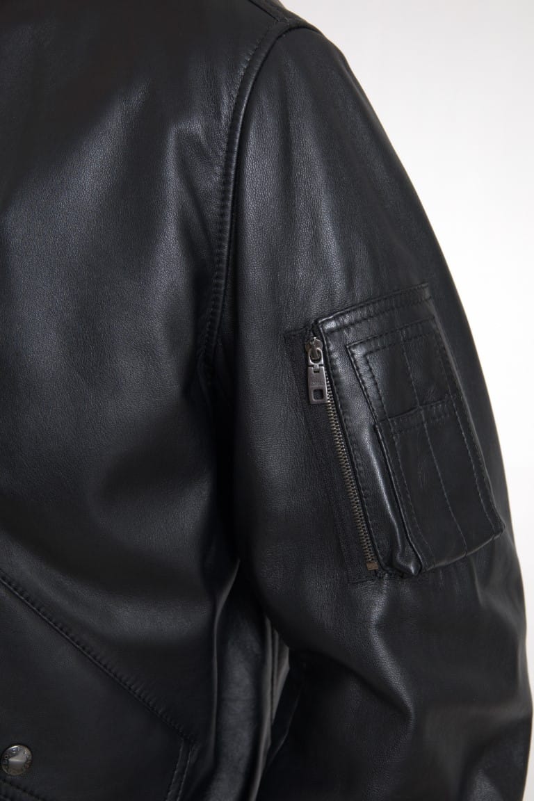 Dolce & Gabbana Black Leather Blouson Full Zip Bomber Jacket - Image 2