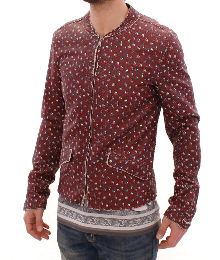 Dolce & Gabbana Bordeaux Leather Boxer Print Jacket Coat - Image 2
