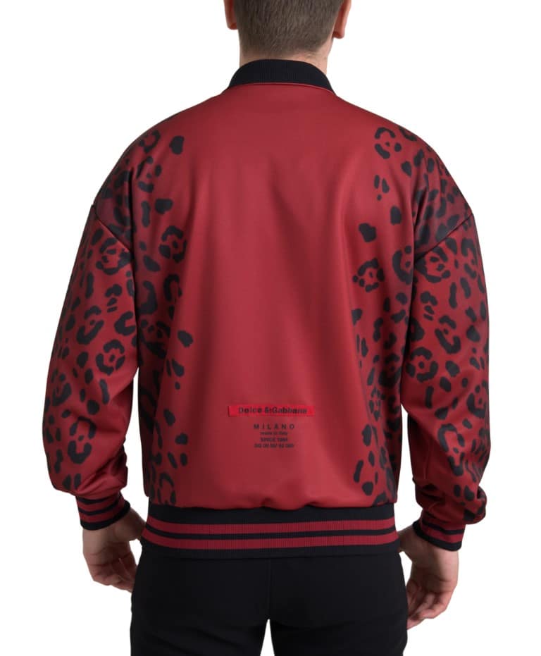 Dolce & Gabbana Red Leopard Polyester Bomber Full Zip Jacket - Image 2