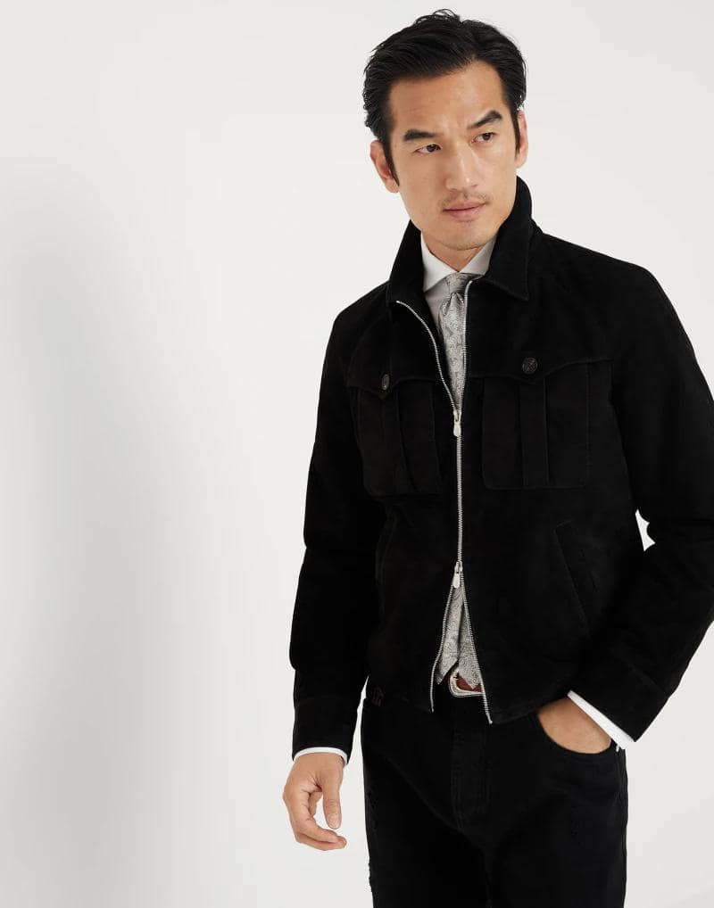 Brunello Cucinelli Black Leather Jacket - Image 4