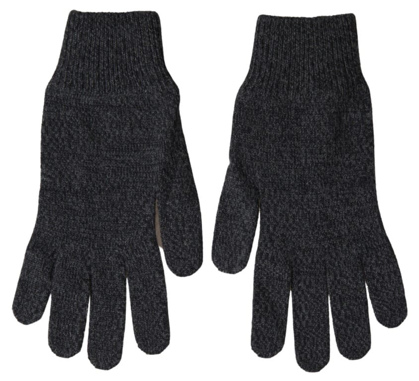 Dolce & Gabbana Gray Virgin Wool Knit Hands Mitten Men Gloves - Image 2