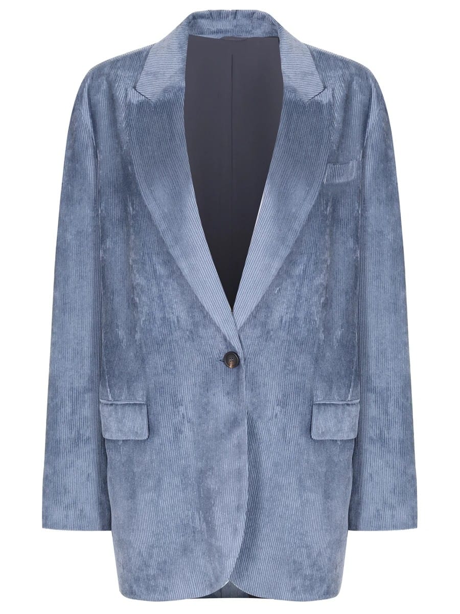 Brunello Cucinelli Blue Viscose Jackets And Coat