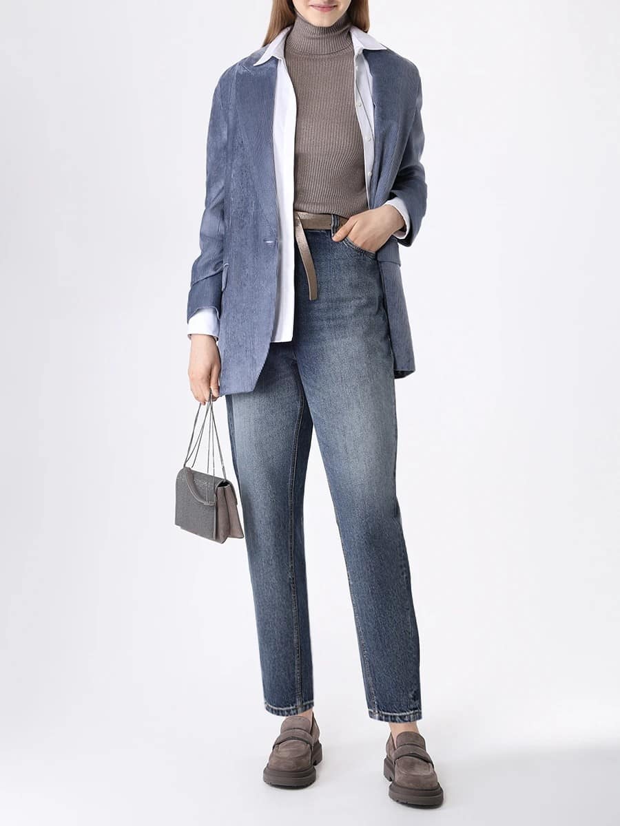 Brunello Cucinelli Blue Viscose Jackets And Coat - Image 2