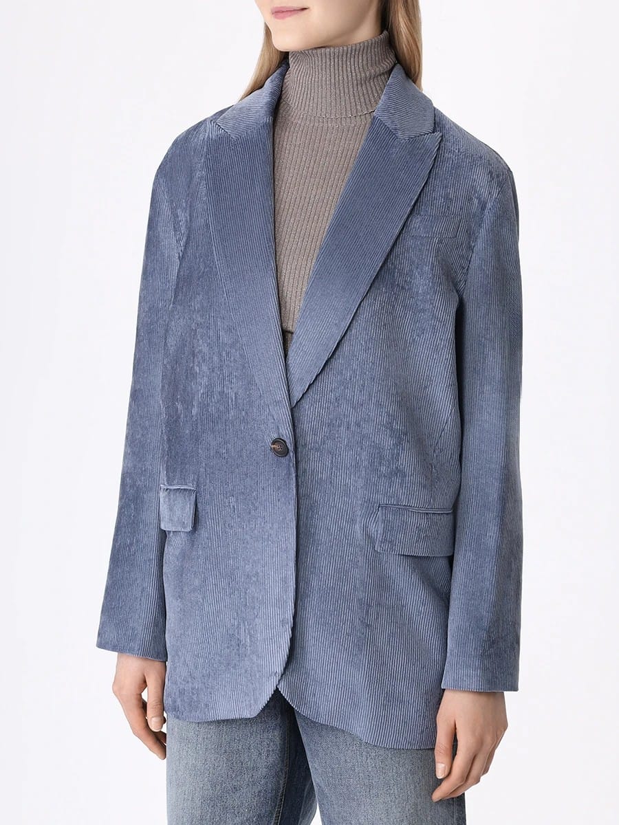 Brunello Cucinelli Blue Viscose Jackets And Coat - Image 3